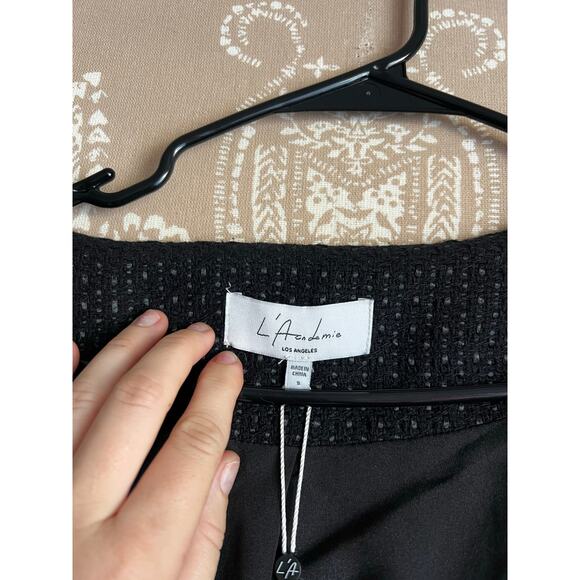 NWT L'Academie The Estelle Mini Dress in Black Tweed - Picture 8 of 11